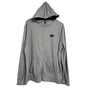 Colosseum Mens Size XL Penn State Nittany Lions Grey Waffle Full Zip Hoodie Top